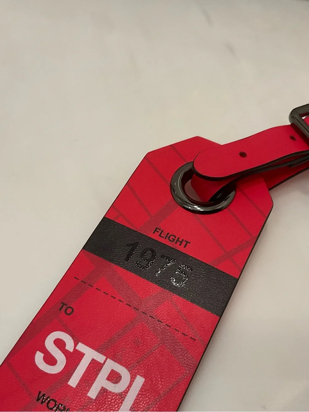 NEW Tumi x STAPLE Collaboration LOGO Leather Buckled Luggage Tag - RED & BLACK